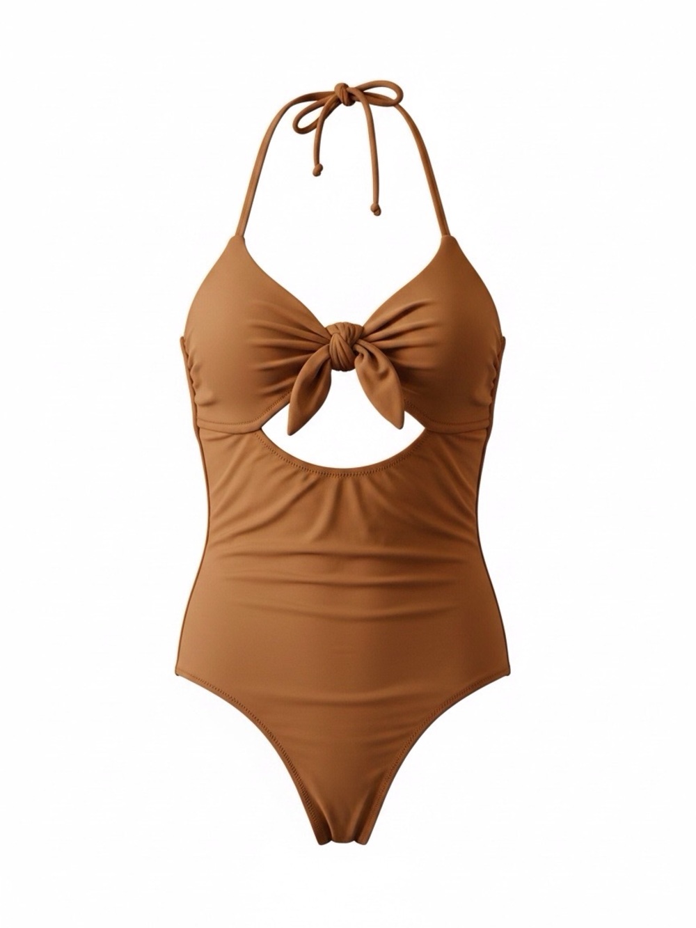 Aerie Copper Halter Knot Cutout One Piece Swimsuit Size Large